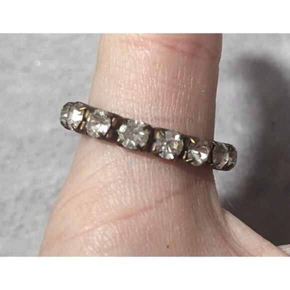 Chunky Oversized Rhinestone Link Fashion Ring Size 12 1/2 - Picture 3 of 6